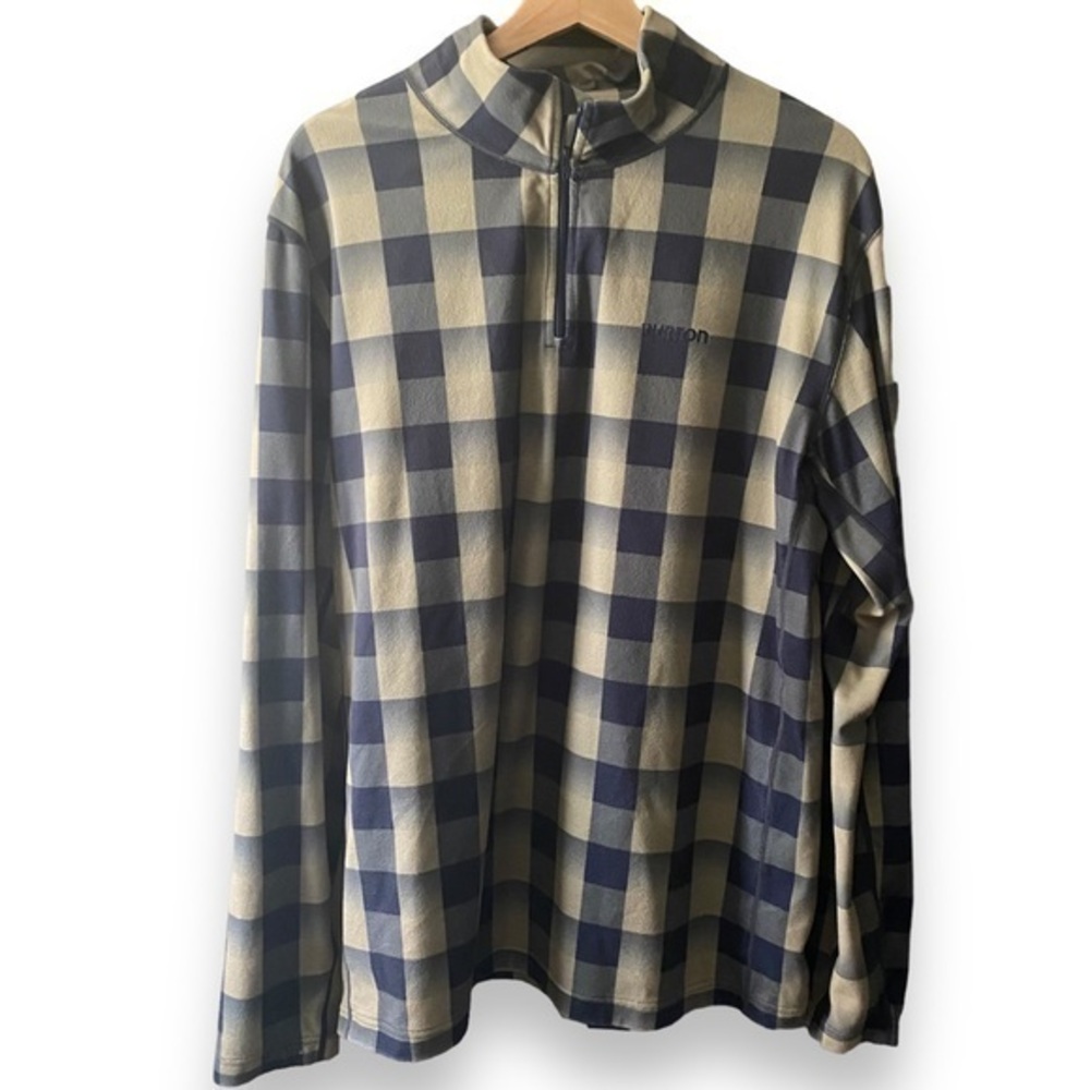 Burton Dryride Fleexe Quarter Zip Green Check Size Large Snowboard Ski